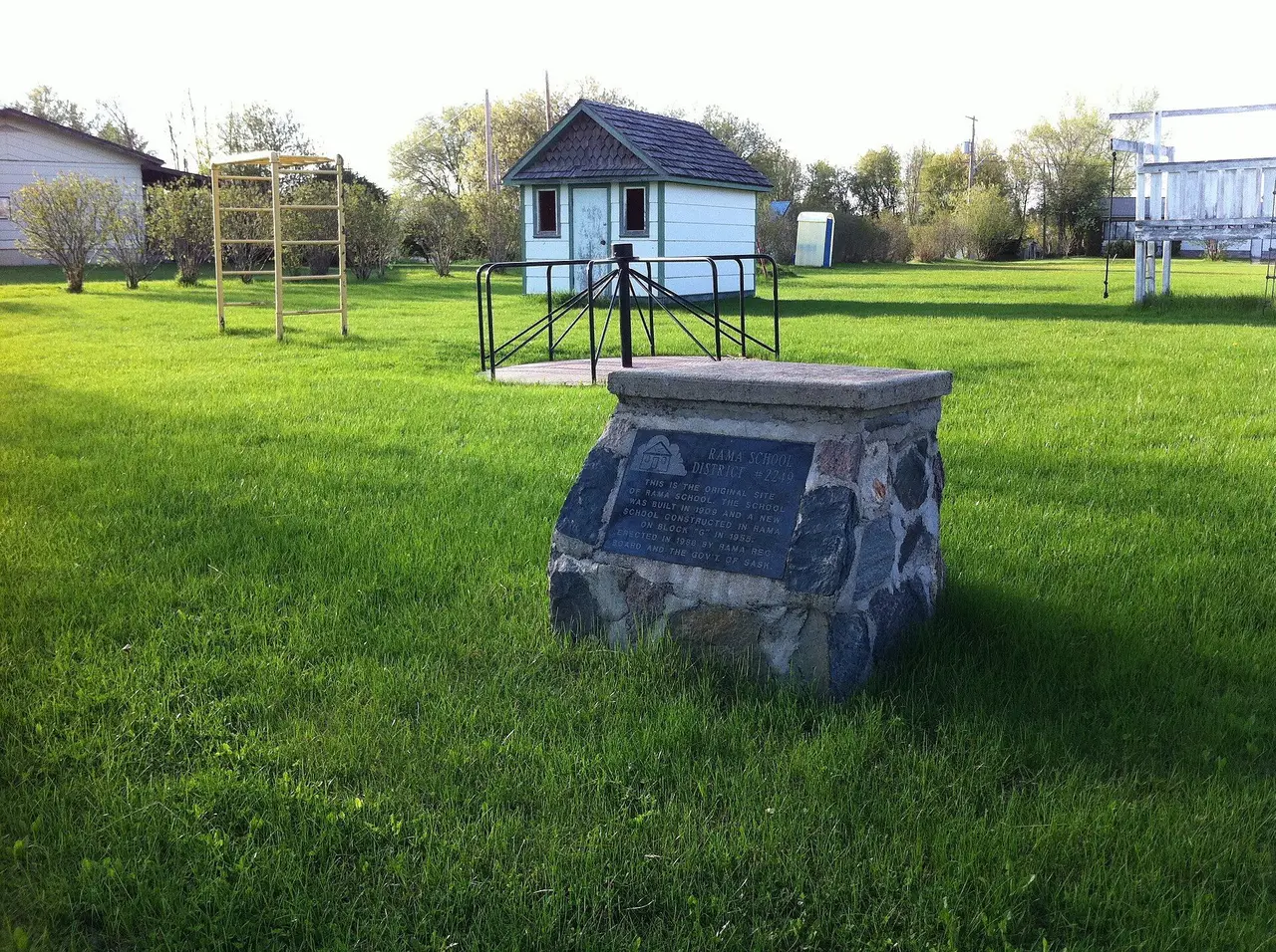 Rama School District marker and model schoolhouse, 2011